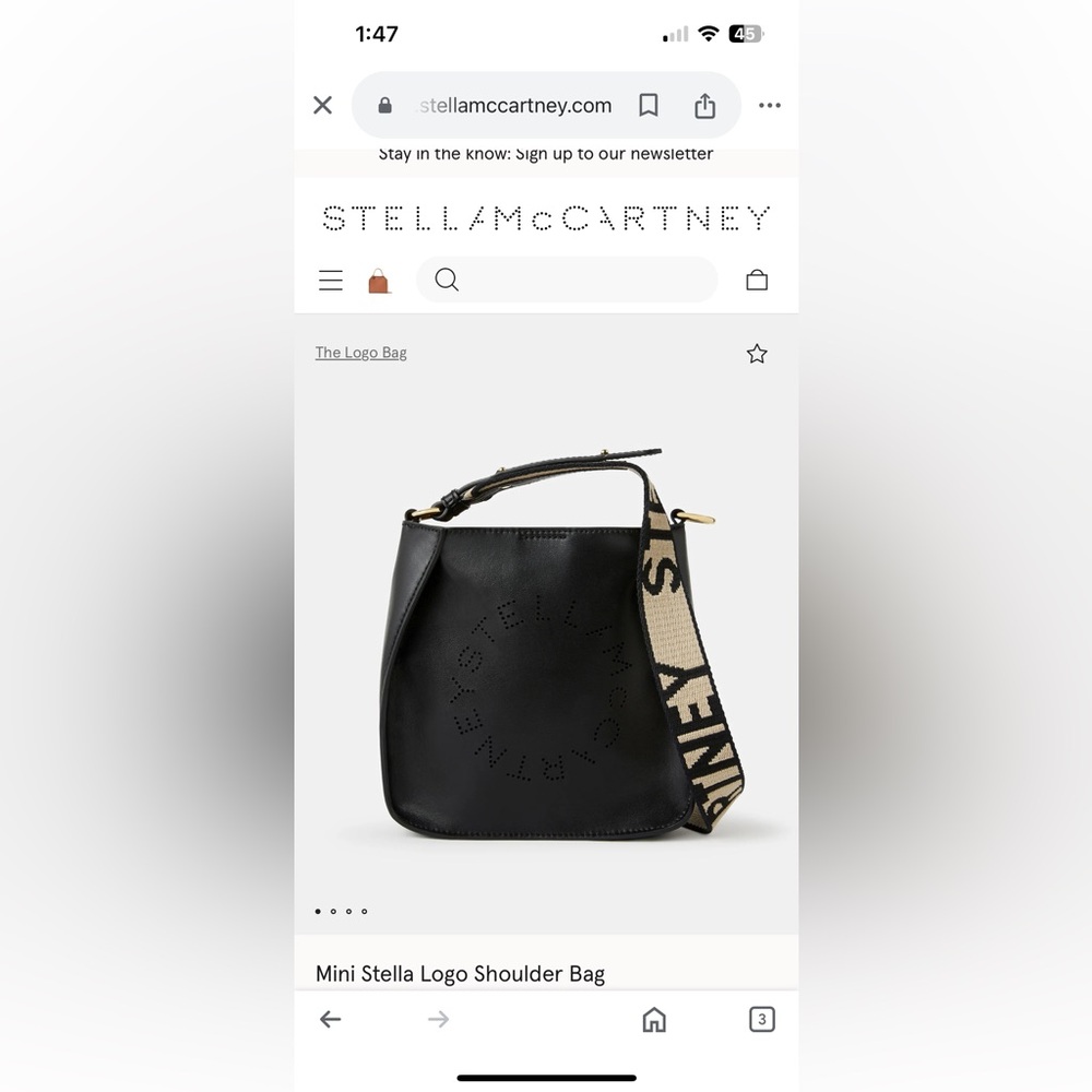 Authentic Stella McCartney Mini Logo Shoulder Bag – Black Vegan Leather - Picture 11 of 12